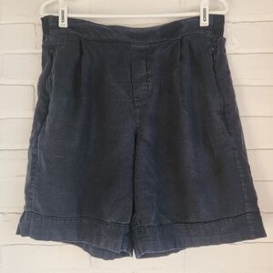 Athleta Playa Linen Bermuda Shorts Womens 14 Black Pull On Pockets Relaxed